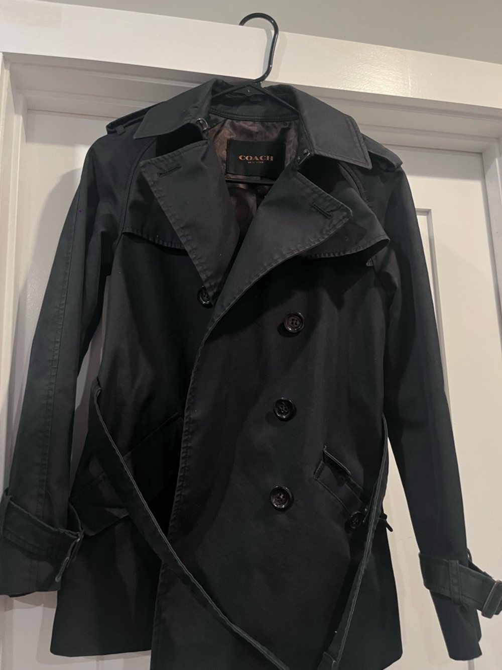 Coach Women’s Black Double-Breasted Trench Coat